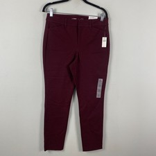 Old Navy High Rise Pixie Skinny Pants Size 8 Ankle Burgundy Raisin