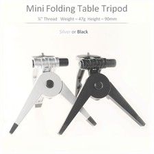 Mini Folding Table Tripod, Digital Camera, Light, Mic, Flash. Black or Silver