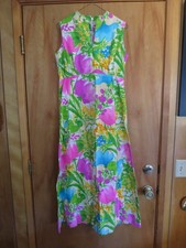 Vintage 1960's Tori Richard Honolulu Hawaii Women's Long Dress MARKED SIZE 12