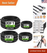 Wire Loom 1/4", 3/8", 1/2", 3/4 Inch x 30 FT, Split Wire Loom Tubing Wire Con...