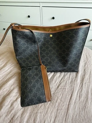 Celine Shopper Bag In Triomphe Canvas and Calfskin Tan - Image 1 of 4