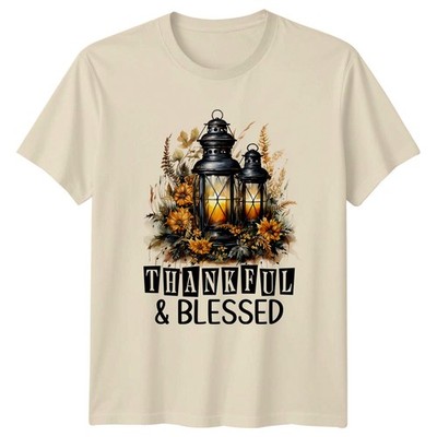 Thankful & Blessed Damen T-Shirt Oma Herbst Laterne Erntedank Geschenk für Sie