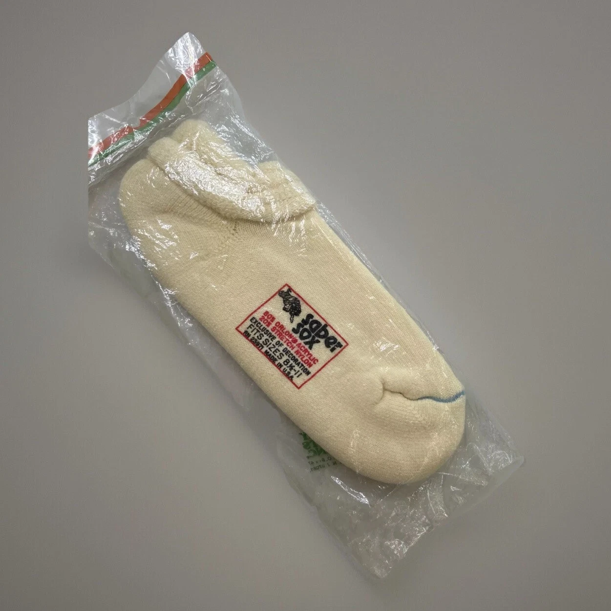 VTG Unisex Acrylic Socks Ankle Low Cut Saber Sox White NOS 8.5-11 USA 80s 90s.