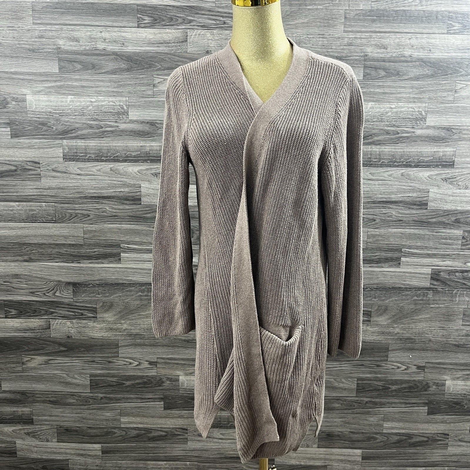 Old Navy Cardigan Knit Cardigan Sweater Size Large Longline Open Front Pockets