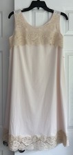VTG 1960  s Era Pink Nylon And Beige Floral Lace Nightie Nightgown Coquette