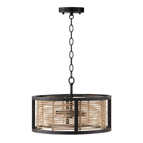 Capital Lighting Rico 16" Wide Rattan and Wood Drum Ceiling Light - Picture 4 of 8
