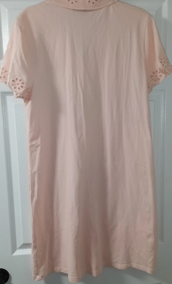 Vestido Tommy Hilfiger Melocotón Manga Corta Polo Floral Recorte Acento Talla XL Foto 3 de 4