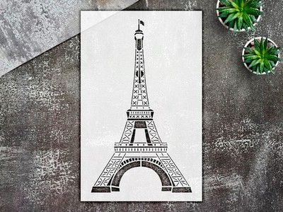 Stencil Eiffel Tower - Reusable Paris Decor Template - DIY Custom - Mylar Ste...