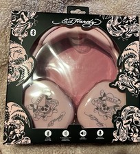 Ed Hardy Pink Skull Tattoo Love Kills Slow Wireless Headphones Bluetooth  NEW