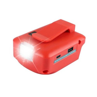 Für Milwaukee M18 18V Akku USB Typ C Stromquelle Ladegerät Adapter + LED Licht