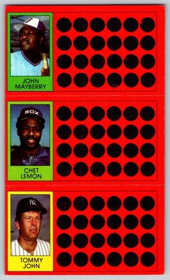 Ken Singleton / Chet Lemon / Mike Norris 1981 Topps Scratch-Offs 17 / 34 / 53