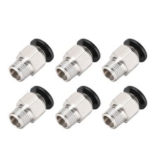 Straight Pneumatic Push to Quick Connect Fittings 1/8NPT x 6mm Silver Tone 6pcs