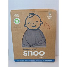 Happiest Baby SNOO Sack Organic Cotton Swaddle Graphite Gray Sz Small 0-2 Months