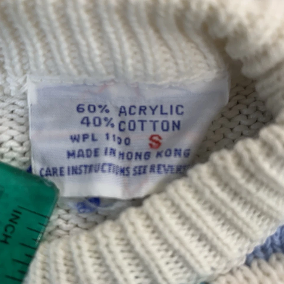 Izod Lacoste Vintage 80/90s Color Block Wool Blend CrewNeck Sweater Mens Size S - Image 3 of 4