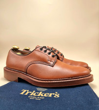 Scarpe derby da passeggio NOS MAI INDOSSATE TRICKER'S in pelle marrone chiaro con paralume a C UK 7 US 8 EU 41
