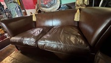 Genuine Leather Laura Ashley Sofa Drop Arm 2-Seater Love Seat Couch X-Display