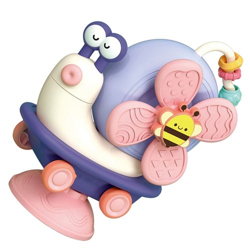 Jouet Ventouse Escargot Montessori – 4 Parties Amovibles – Roues, Hochet, Tourne – Dès 6 Mois – Couleur Violette