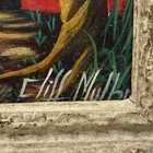 Cliff Mullings Oil on Canvas Tropical Landscape Signed 11x13 Framed Folk Art — photo 7