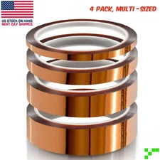 4x Polyimide High Temperature Tape Heat Resistant Kapton 1/8’’, 1/4", 1/2", 1"