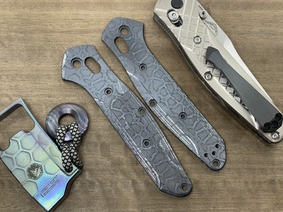 Dark-Ti REPTILIAN engraved Titanium Scales for Benchmade 940 Osborne