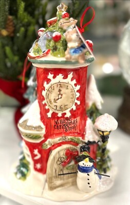 Blue Sky Clayworks VILLAGE CHRISTMAS SHOP Candle Tea Light House 10.5  NWT