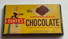 1960's BAKER'S UNSWEETENED CHOCOLATE Box vintage packaging movie TV prop