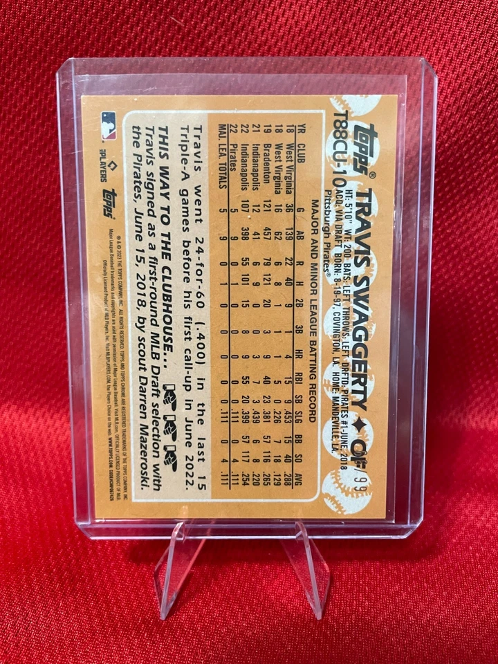 2023 Topps Update TRAVIS SWAGGERTY (RC) Chrome Silver Pack Green Mojo 66/99 - Image 2 of 2