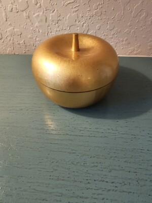 Vintage 1960's OMC Japan Gold Painted Black Laquer Apple Bowl-Excellent