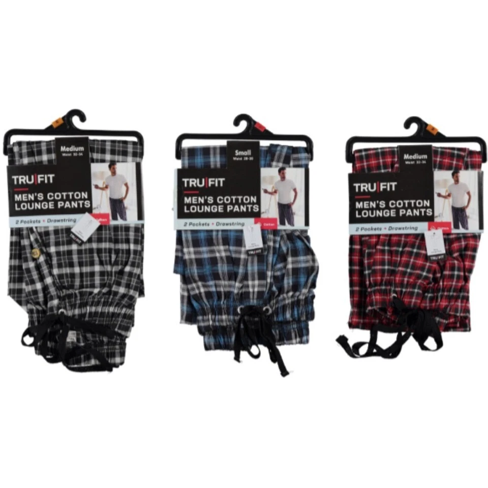 Men's Pajama Super Soft Sleep Pants Lounge Flannel Plaid Print PJ Bottoms