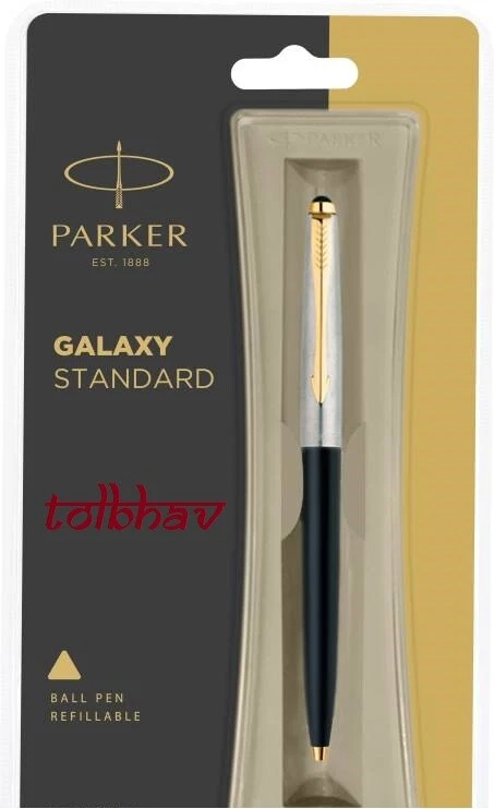 Parker Galaxy GT Ball Pen BP Blue Quink Ink Black Body Jotter Classic Vector