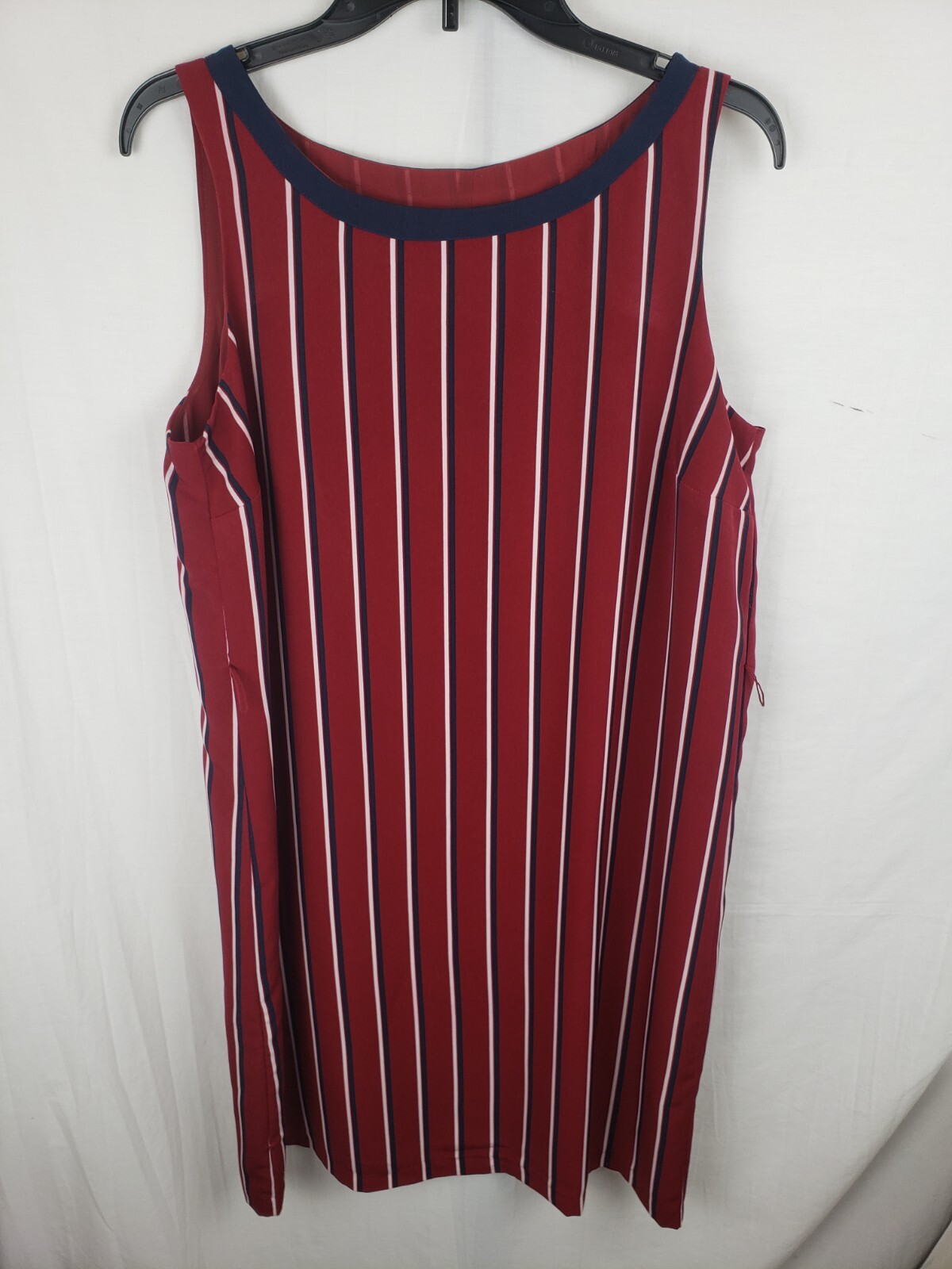 Tommy Hilfiger Red White Striped Sleeveless Dress Size L