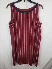 Tommy Hilfiger Red And White Striped Sleeveless Dress Sz L