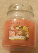 YANKEE CANDLE FRESH CUT ROSES MEDIUM JAR CANDLE 14.5 ⭐ WHITE LABEL ⭐ BRAND NEW!!