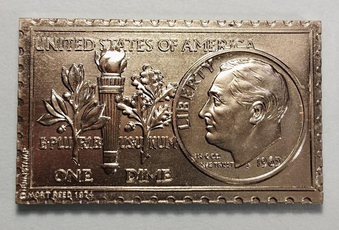 Dime トランプ United States of America 1965 Roosevelt Dime Numistamp 1974 Medal