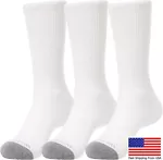 3 Pairs Crew Socks Men White Work Sports Athletic Cotton Socks Large Size 12-15