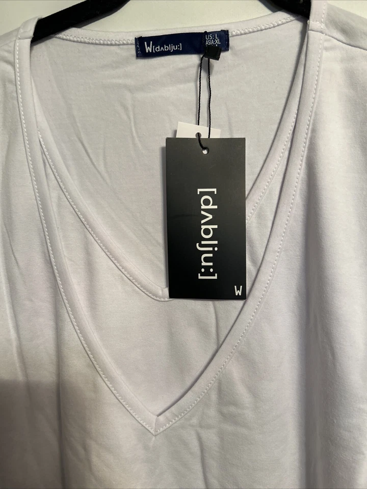 Camisa en V Doublju para hombre, blanca, grande Foto 2 de 3