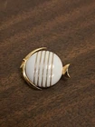 Vintage CROWN TRIFARI - gold tone - White Stone FISH PIN Brooch MCM Art Jewelry