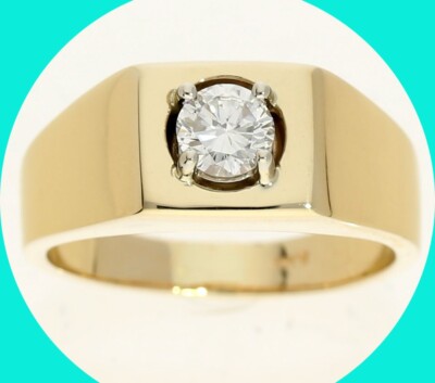 Mens Diamond Solitaire Ring H Color VVS Clarity Round