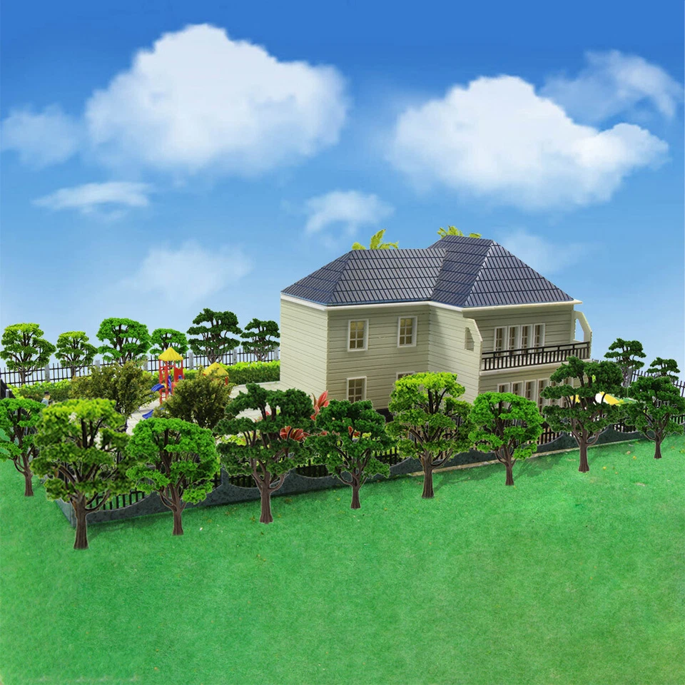 16 Stück Modell Bäume Für Wald Spur H0 TT N Modellbahn Gemischte Architektur - Bild 3 von 4