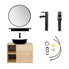 24"Wall Mounted Bathroom Vanity Set with Ceramic Sink  Faucet, Floating Cabinet