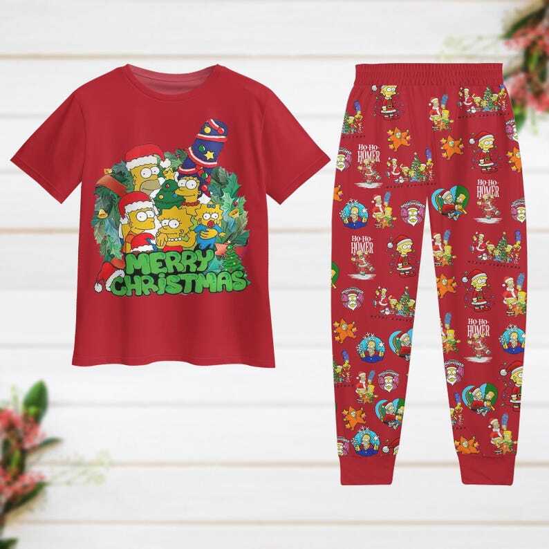 Simpson Family Christmas Pajamas Featuring Homer Holiday Design