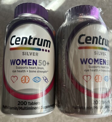 LOT (2) CENTRUM SILVER WOMEN 50+ MULTI VITAMINS 200 Count Each Exp 07/2025