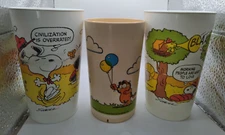 Vintage 1978 Jim Davis Garfield Deka Plastics Cup Tumbler Balloons Peanuts lot