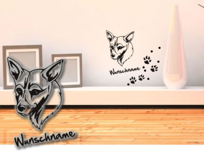 Wandtattoo Norwegian Lundehund Norwegischer Lundehund H307 Wunschname Tatze