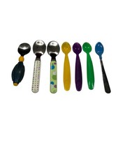 Baby Spoons Lot Of 7 EUC Assorted Colorful Plastic Stainless Steel