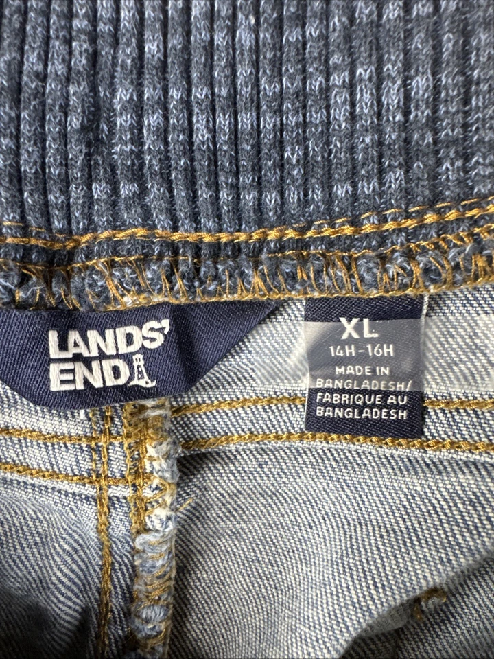 Pantalones de mezclilla Lands End Jegging para mujer XL azules elásticos ajustados cintura con cordón Foto 4 de 4