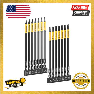 14PCS Impact Long Torx Bit Set 6 Inch T7 T40 Tamper Proof Star Bits Set Magnetic