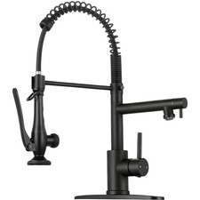 Kitchen Faucet with Pull Down Sprayer - Matte Black Single Handle Commercial ...