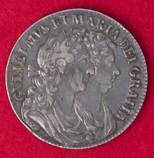 1689 William & Mary Silver Half Crown Scarce Early British Milled Coin