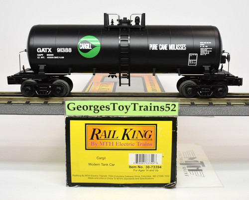 MTH RAILKING 3 RIELES O #91388 GATX CARGILL MELAZA MODERNO VAGÓN CISTERNA 30-73394 NUEVO EN CAJA | Condition: Used